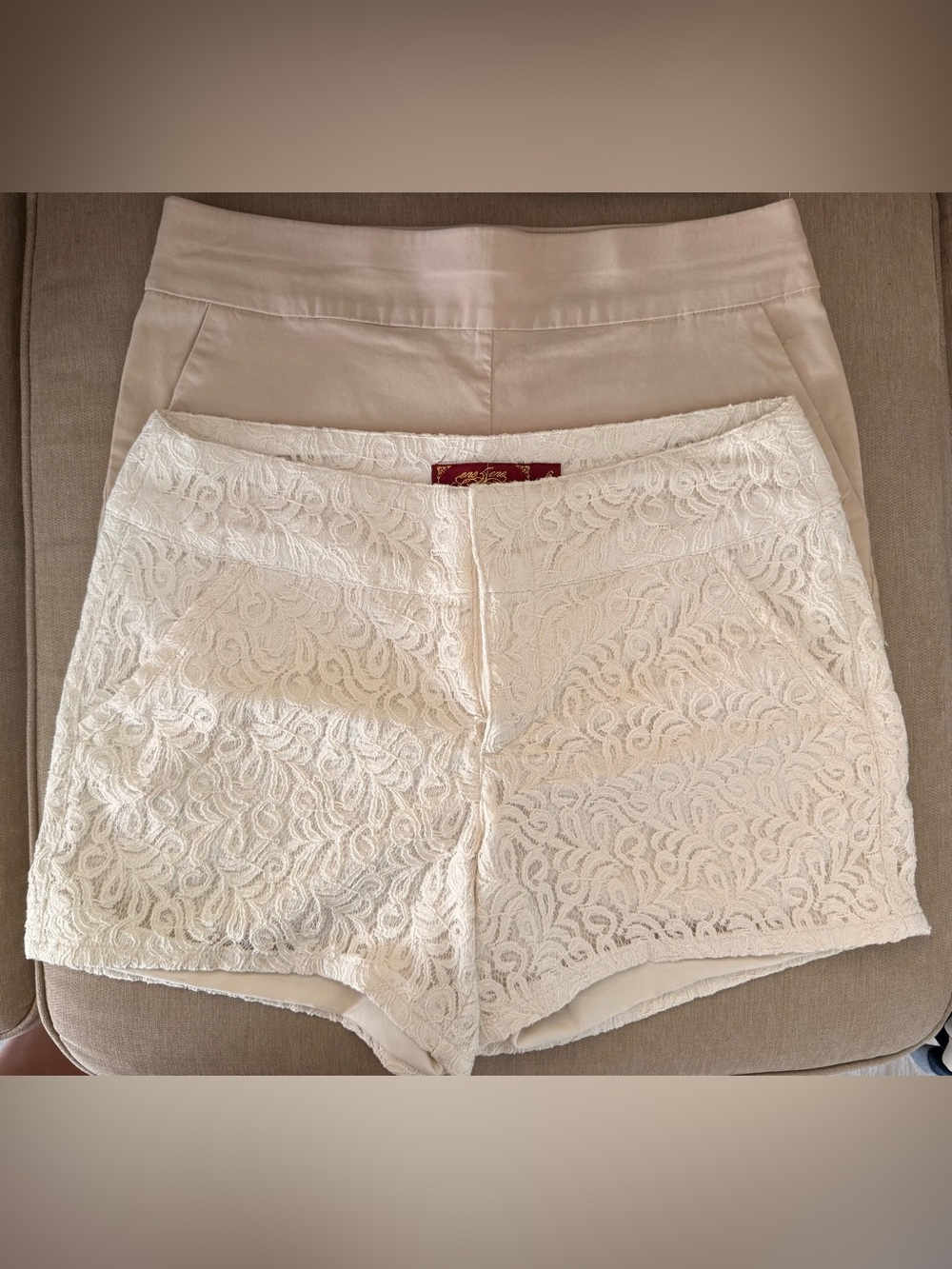 one 5 one Cream Lace High-Waist Women's Shorts